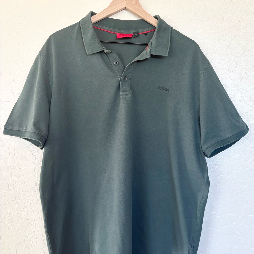 HUGO Men's Olive Green Polo Shirt